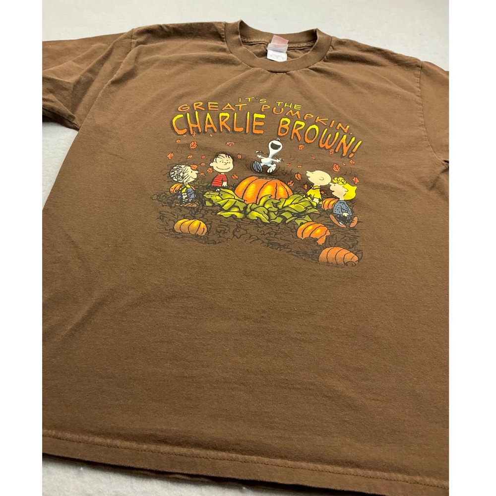 Tennessee River Peanuts Great Pumpkin Charlie Brown Brown T-Shirt Lrg Fall Gorp